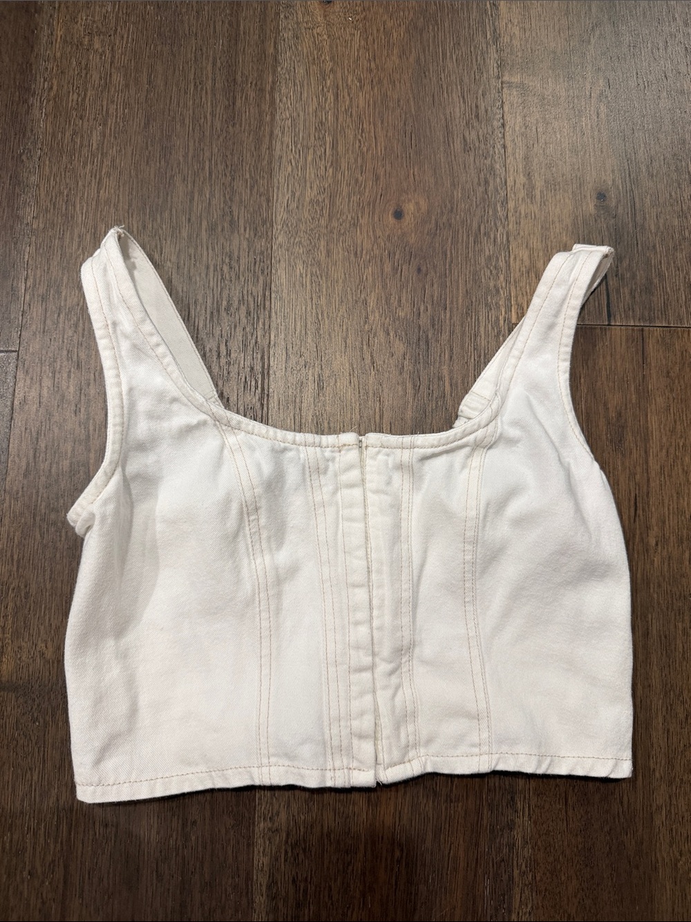 Lone Star Clothing White/Crean Denim Hook and Eye Tank M